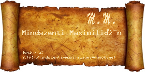 Mindszenti Maximilián névjegykártya